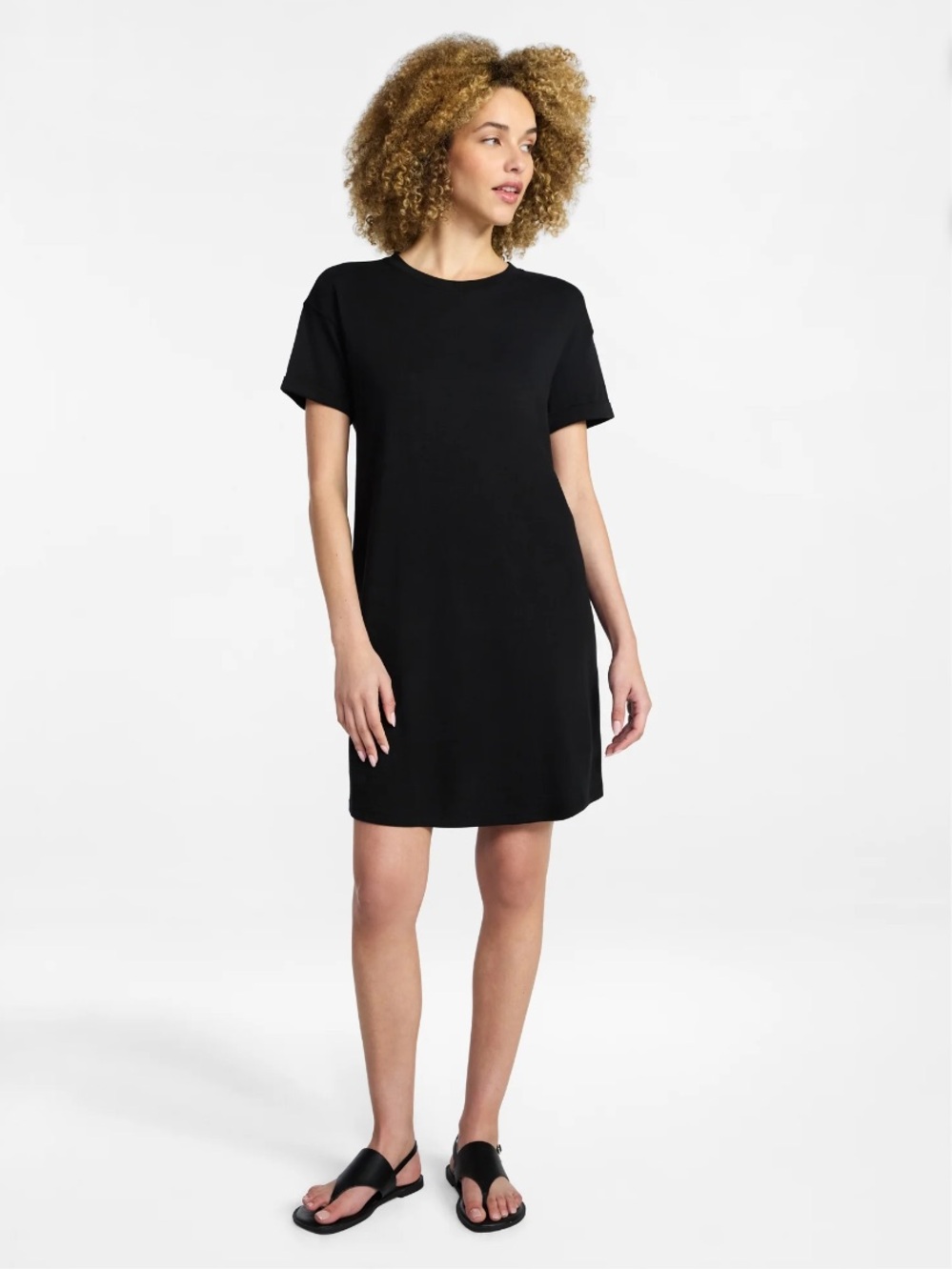 Time and Tru Black Short Sleeve Mini Dress